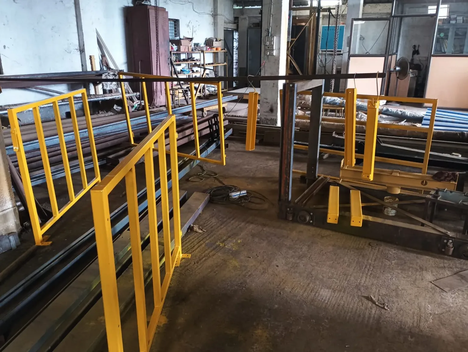 Steel fabrication work in progress at the workshop